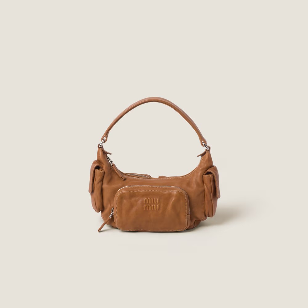Pocket Nappa Leather Pouch Caramel Color