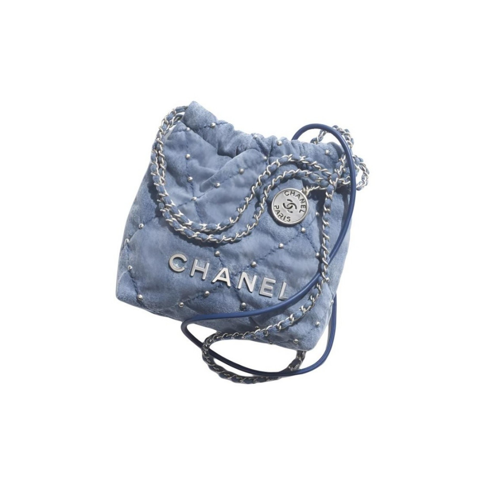 Chanel Mini 22 Handbag Denim With Rivet