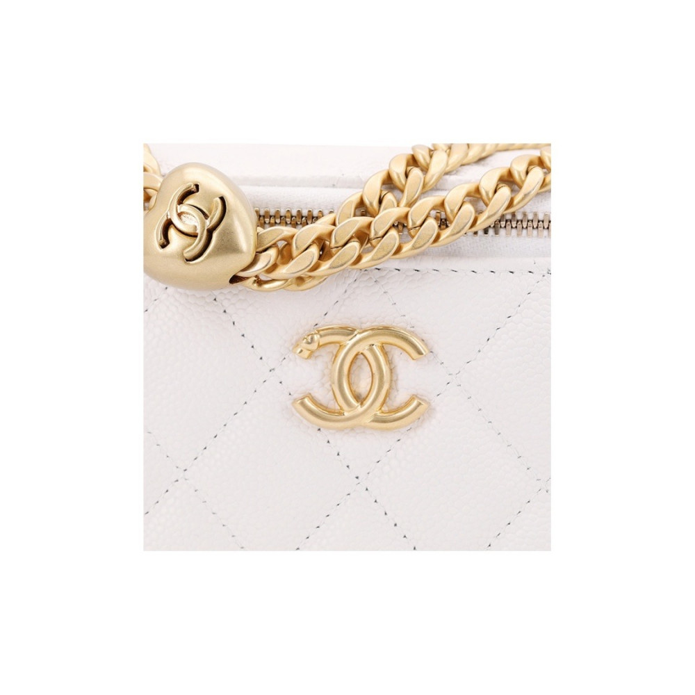 Chanel 23P Long Box With Chain White