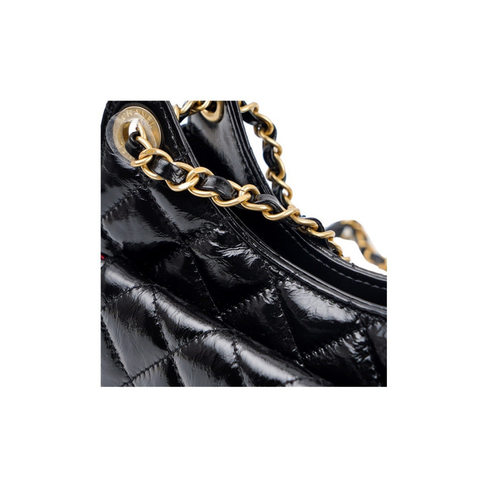Chanel Shiny Crumpled Calfskin Hobo Handbag