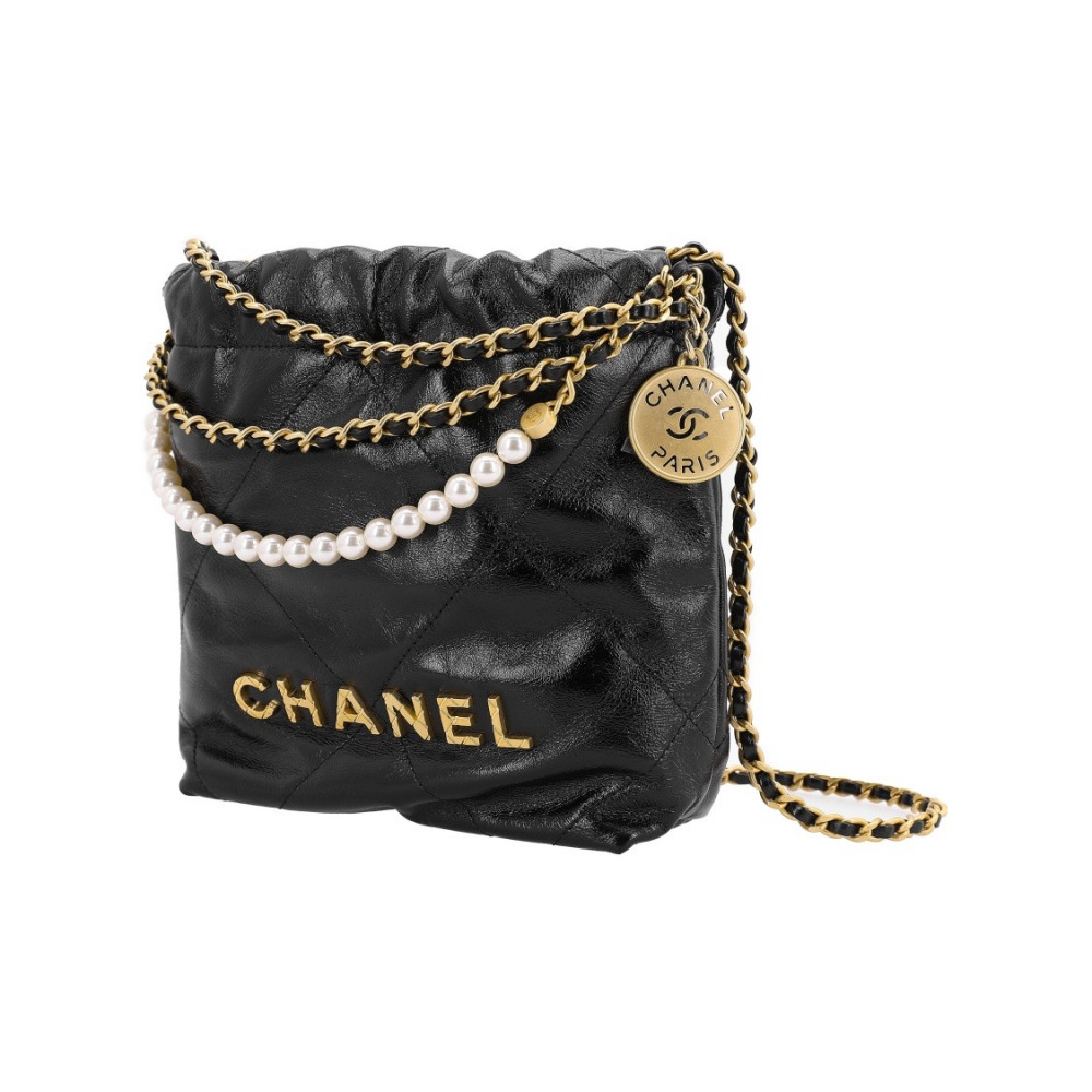 Chanel 22 Mini Handbag With Pearl Chain