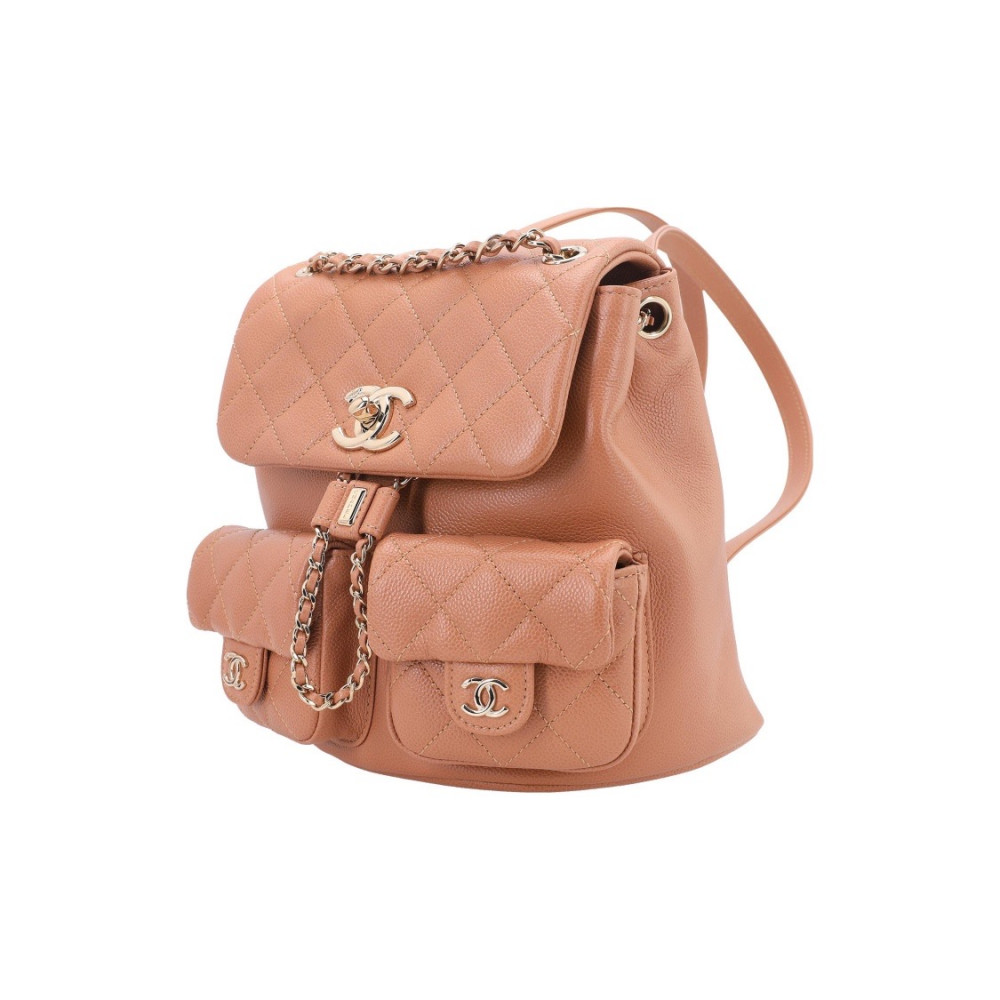 Chanel Grained Calfskin Backpack Brown