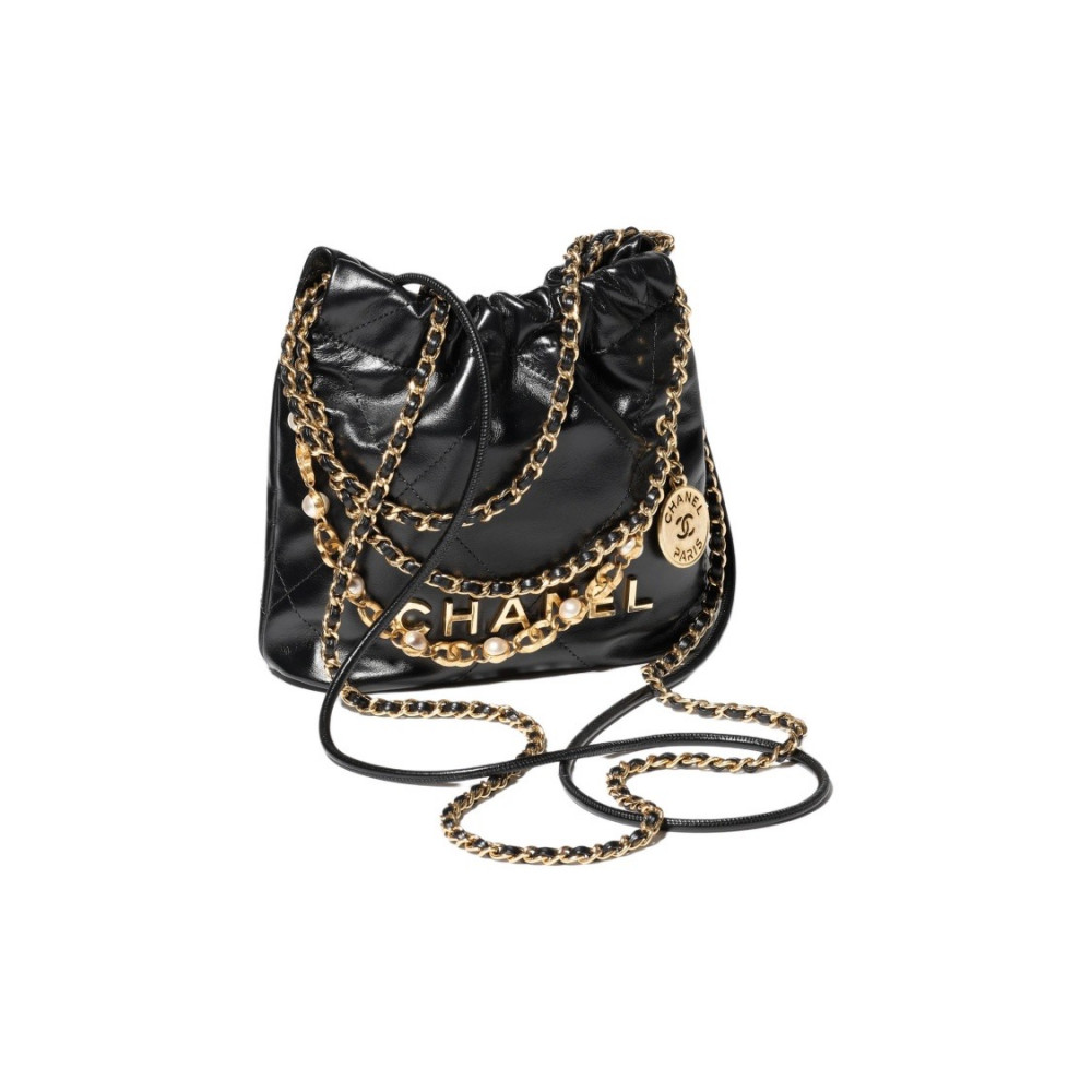 Chanel Mini 22 Handbag With Pearl Chain
