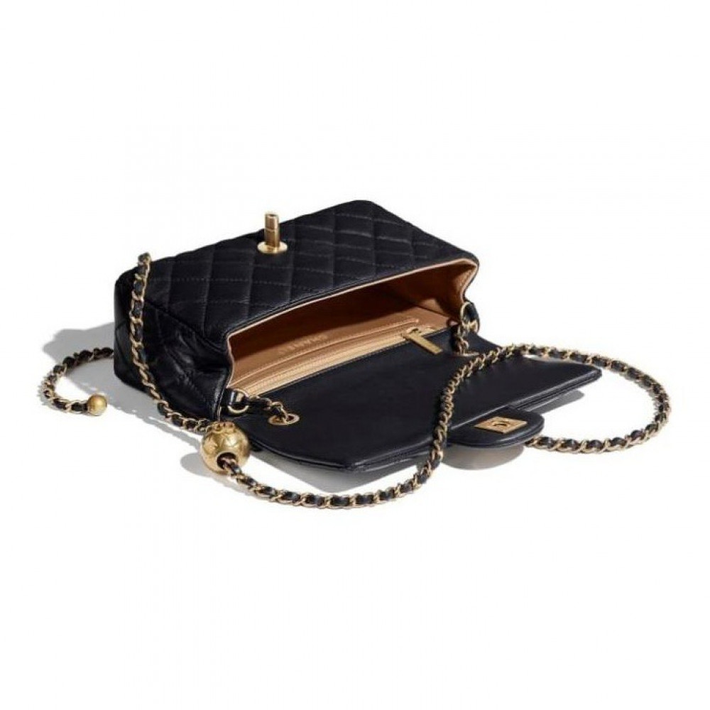 Chanel Lambskin Flap Bag Gold Ball