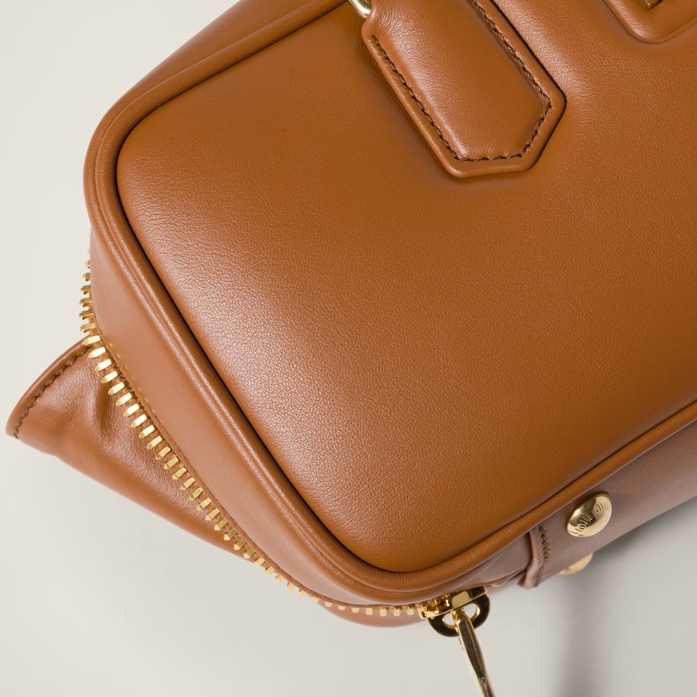 Arcadie Leather Large Handbag Cognac Color