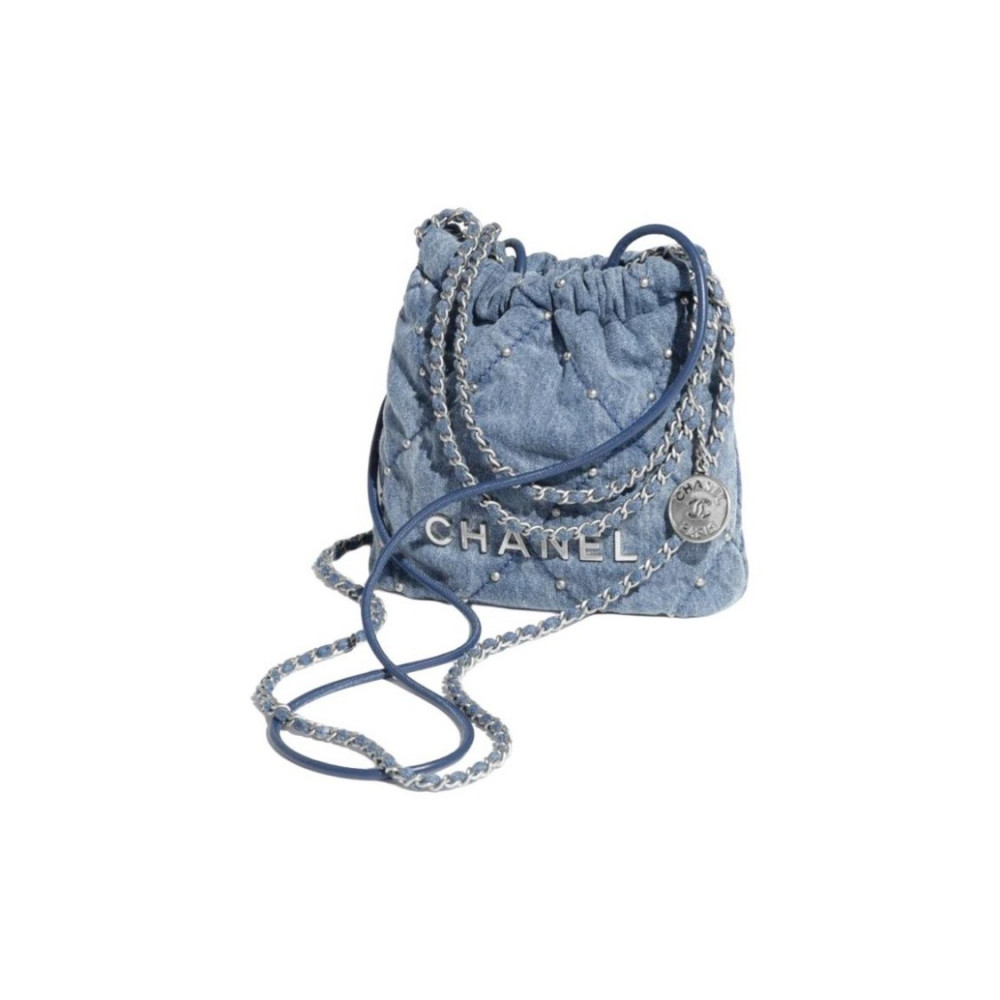 Chanel Mini 22 Handbag Denim With Rivet