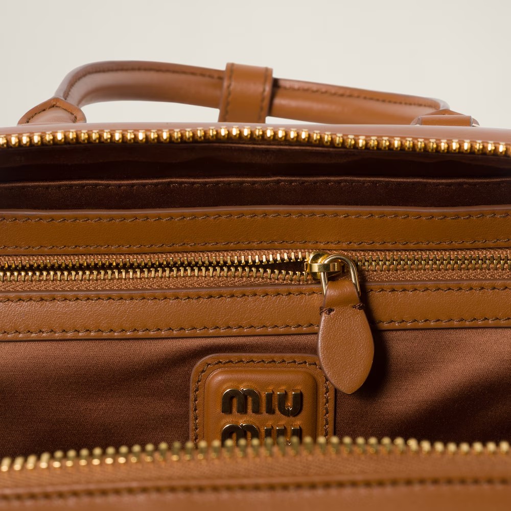 Arcadie Leather Large Handbag Cognac Color