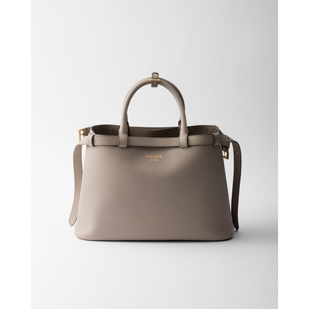 Prada Buckle Medium Leather Double-Belted Handbag