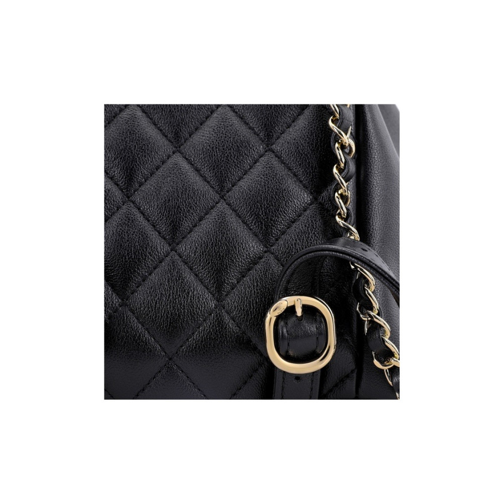Chanel Grainer Shiny Calfskin Backpack  Black