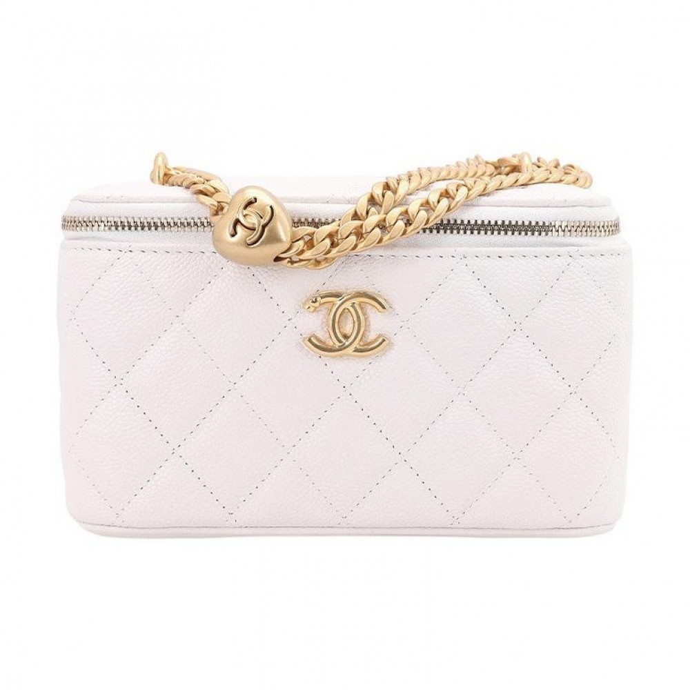 Chanel 23P Long Box With Chain White