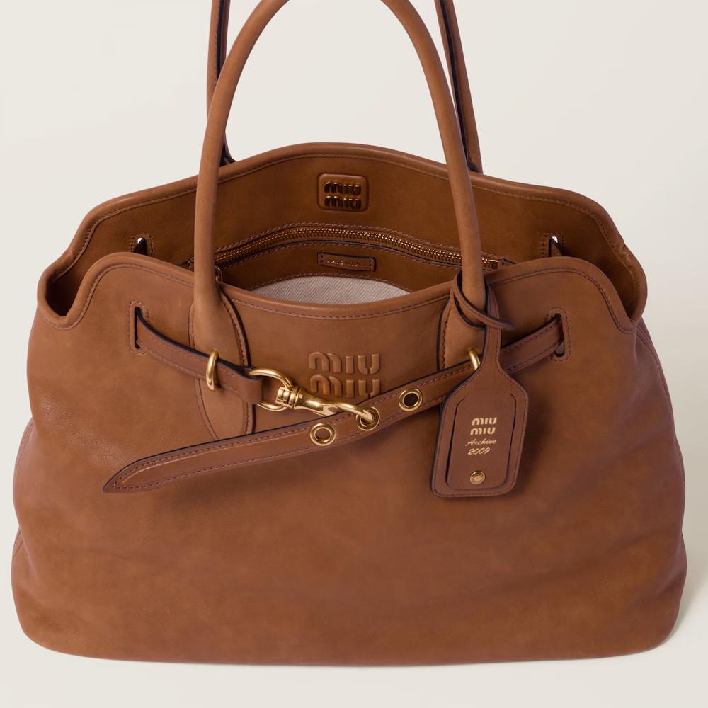 Aventure Nappa Leather Handbag Oak Color