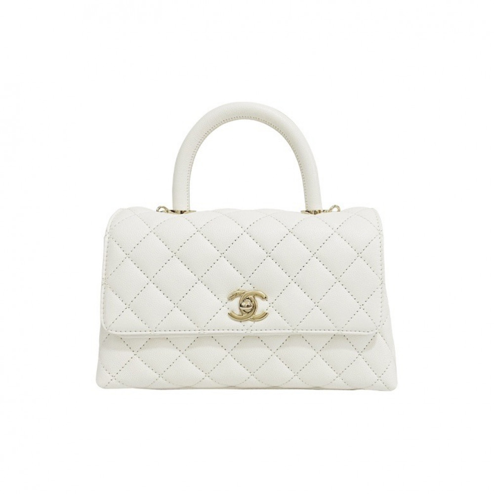 Chanel Classic Caviar Cocohandle White