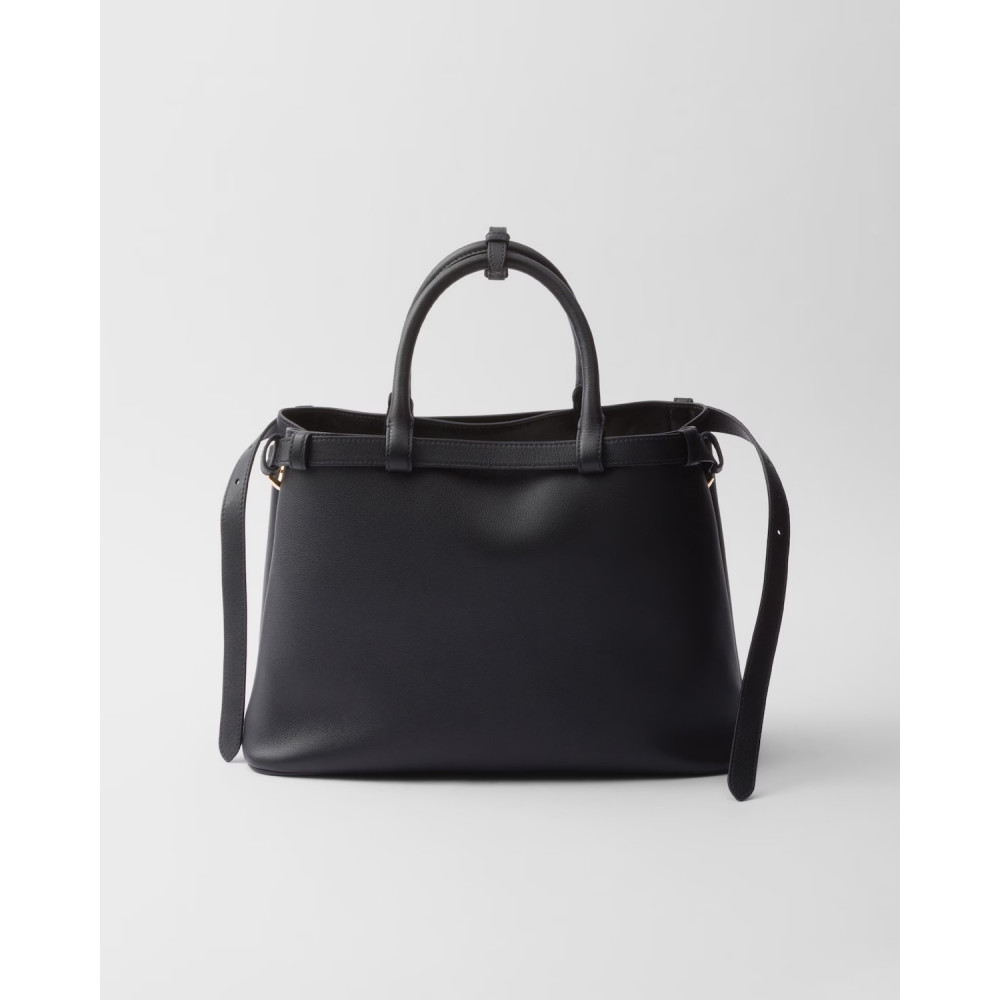 Prada Buckle Medium Leather Double-Belted Handbag