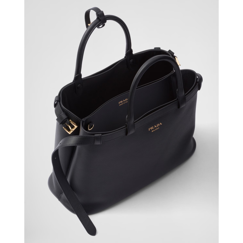 Prada Buckle Medium Leather Double-Belted Handbag