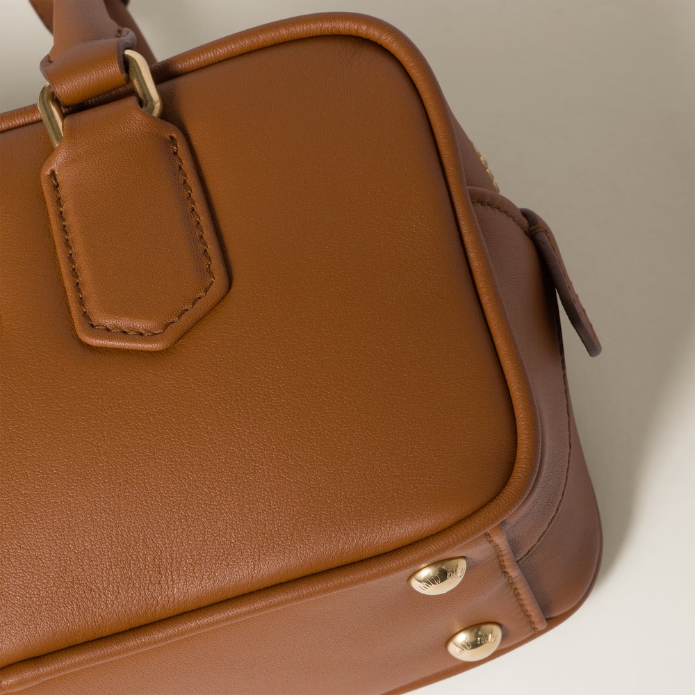 Arcadie Leather Small Handbag Cognac Color