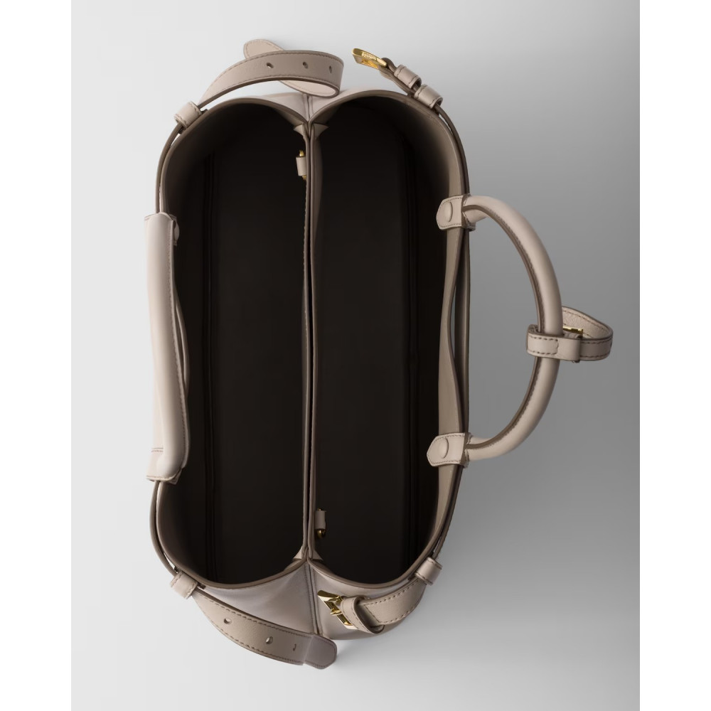 Prada Buckle Medium Leather Double-Belted Handbag