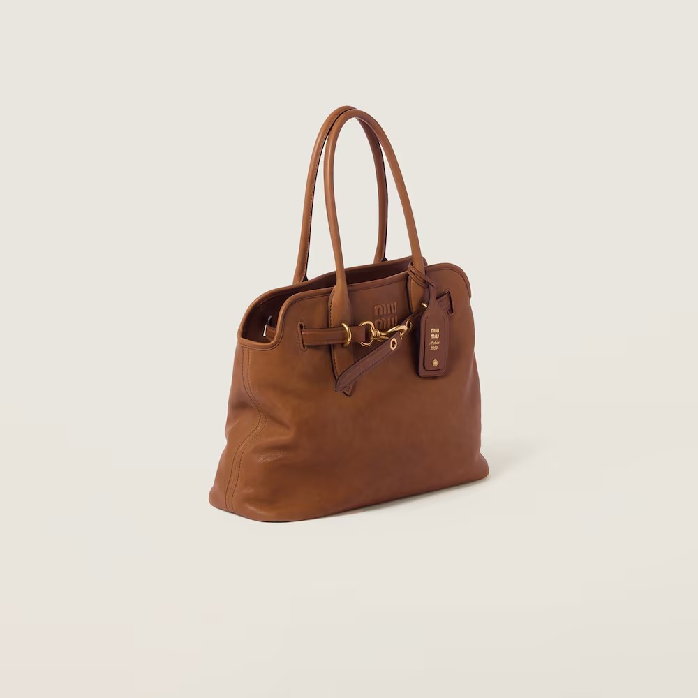 Aventure Nappa Leather Handbag Oak Color