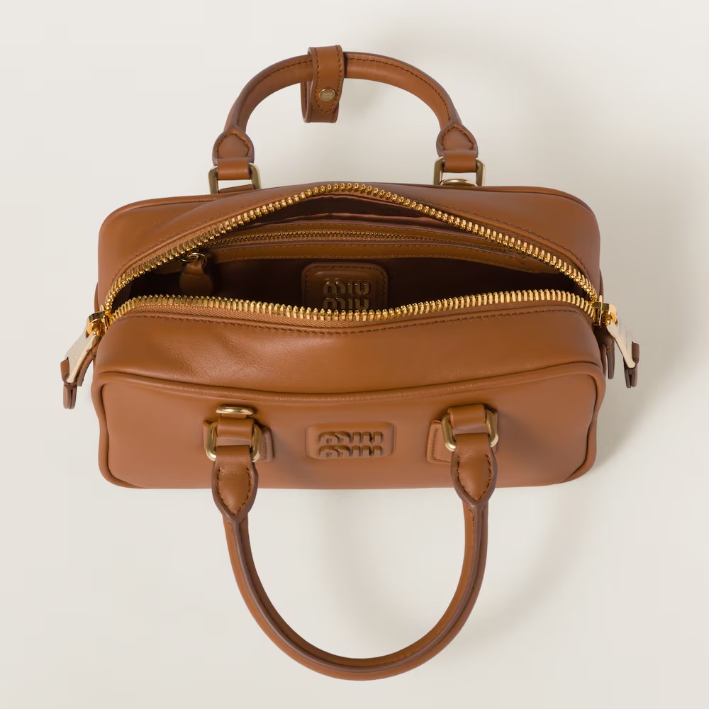 Arcadie Leather Small Handbag Cognac Color