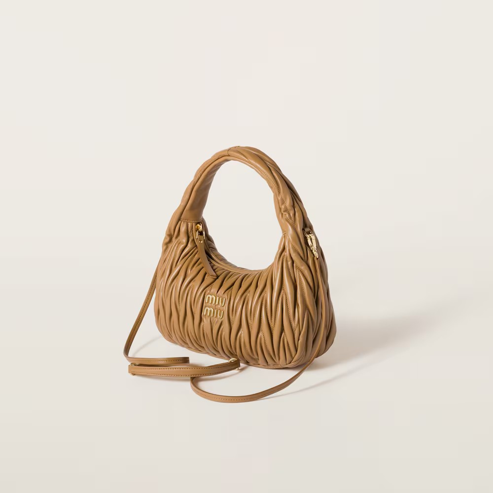 Wander Matelassé Medium Hobo Underarm Bag Caramel Color