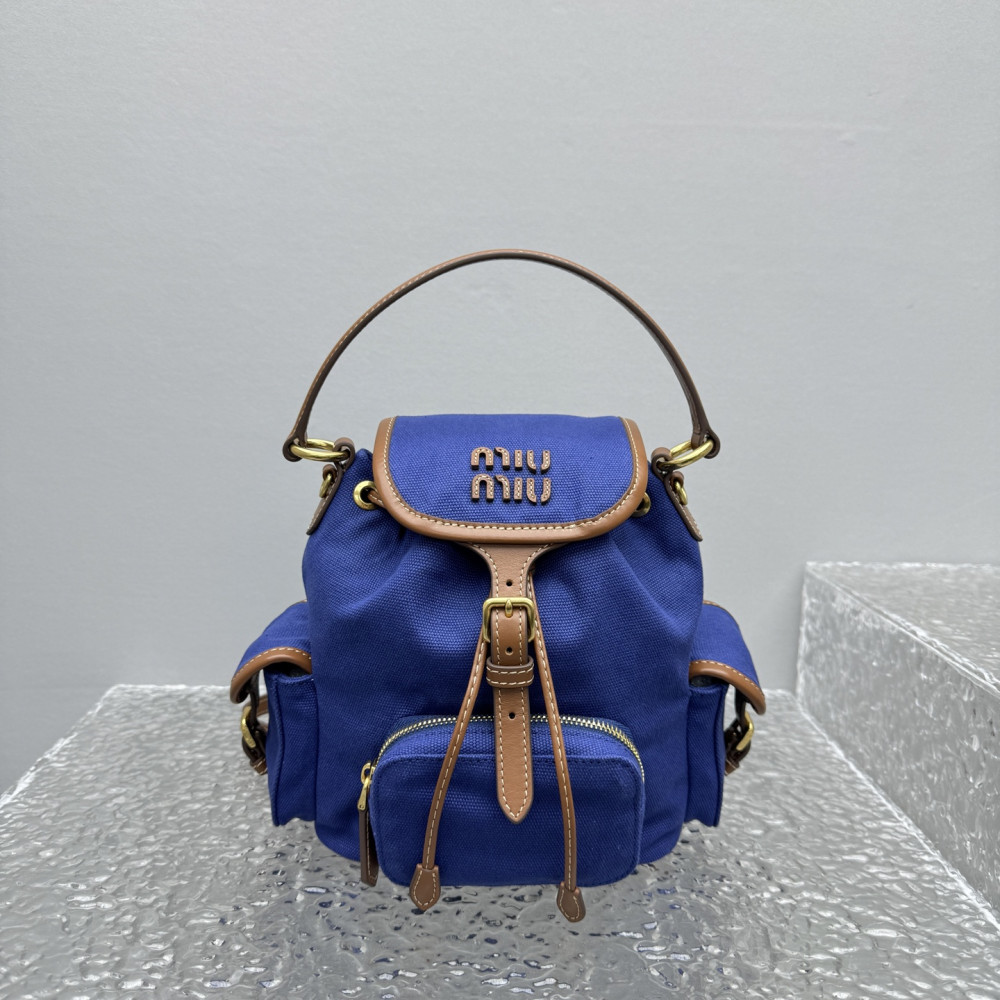 Miumiu Canvas And Leather Backpack