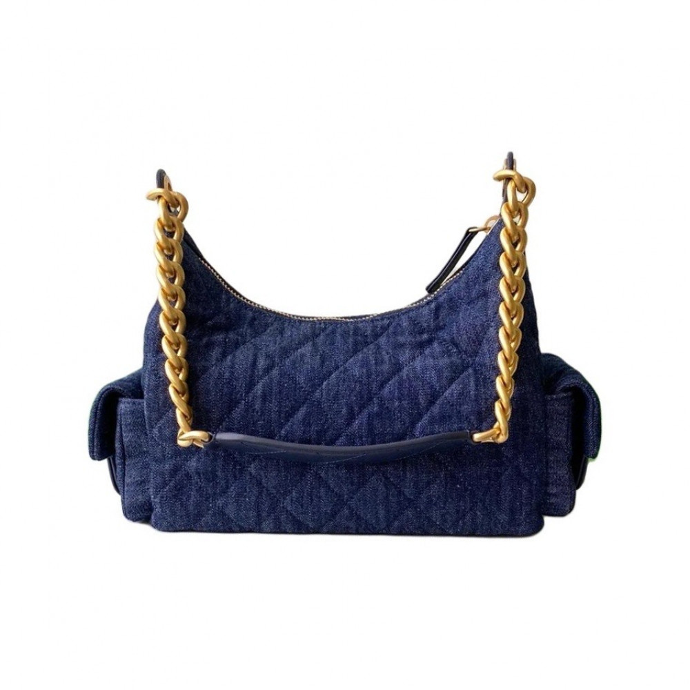 Chanel 25Cwashed Denim Hobo Bag Dark Blue