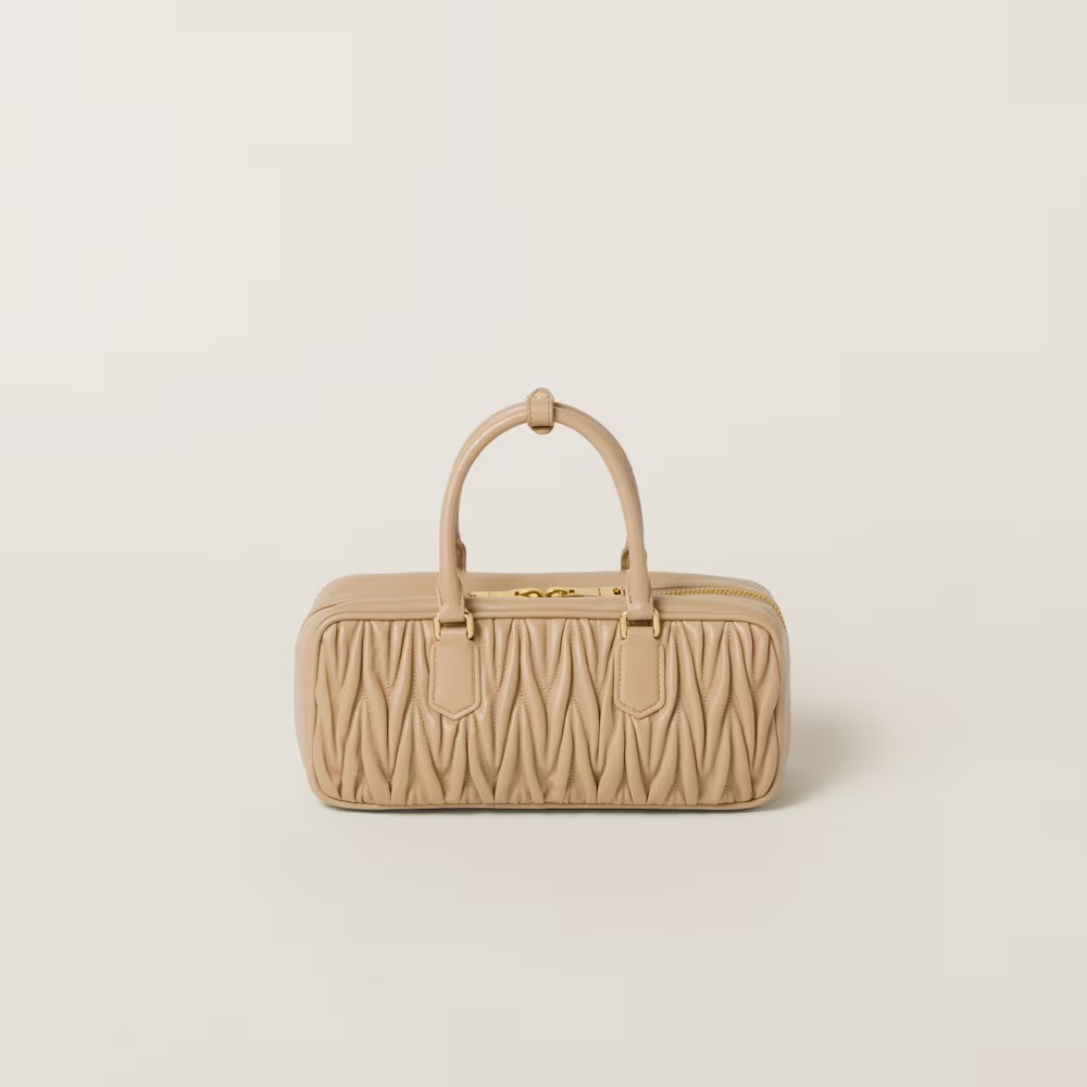 Arcadie Matelassé Large Soft Lamb Leather Handbag Sandy Yellow