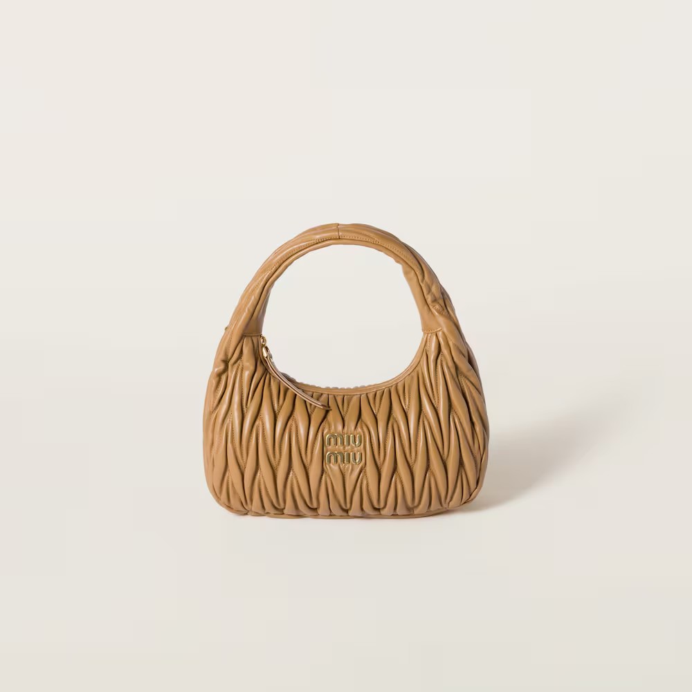 Wander Matelassé Medium Hobo Underarm Bag Caramel Color