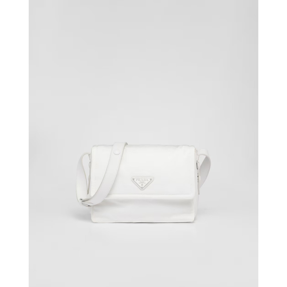 Small-Filled Re-Nylon Shoulder Bag White