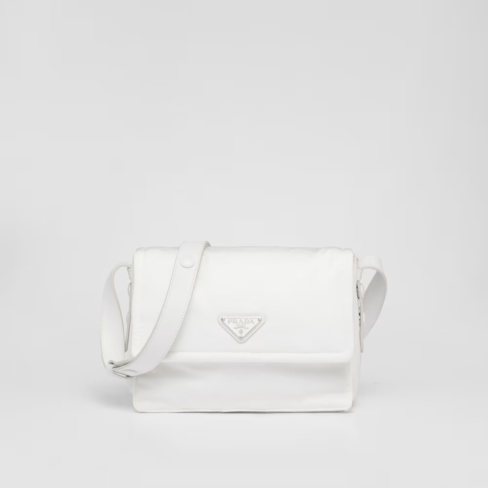 Small-Filled Re-Nylon Shoulder Bag White
