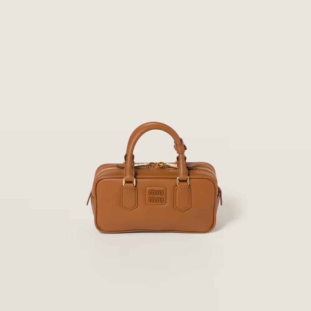 Arcadie Leather Small Handbag Cognac Color