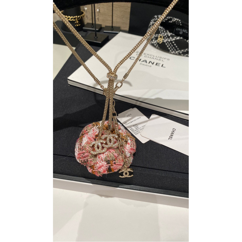 Chanel Necklace, Double Logo, With Diamonds, Top Quality