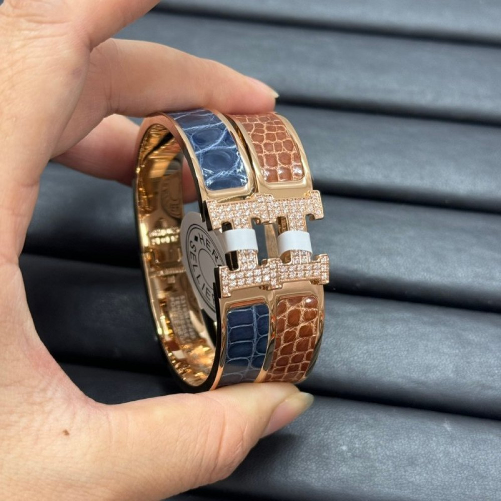 Hermes Bangle, H, Crocodile Hermes Bangle, H, Crocodile