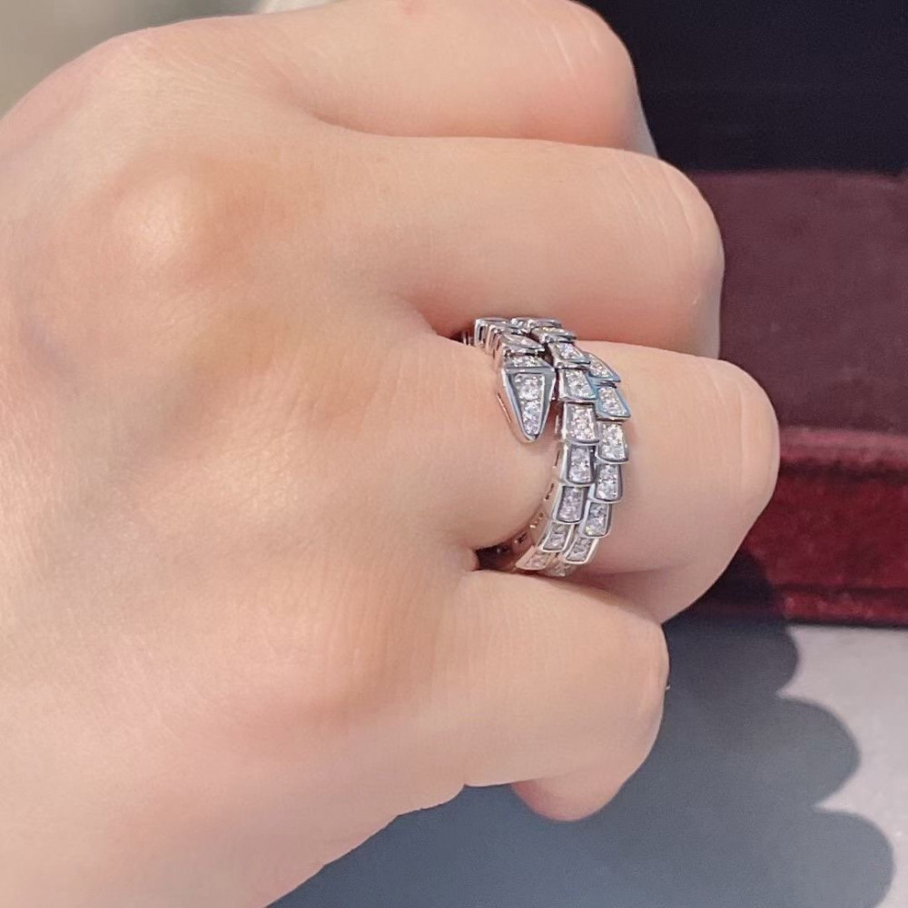 Bvlgari Snake Ring, 3 Loops , Full Diamonds, Top Quality
