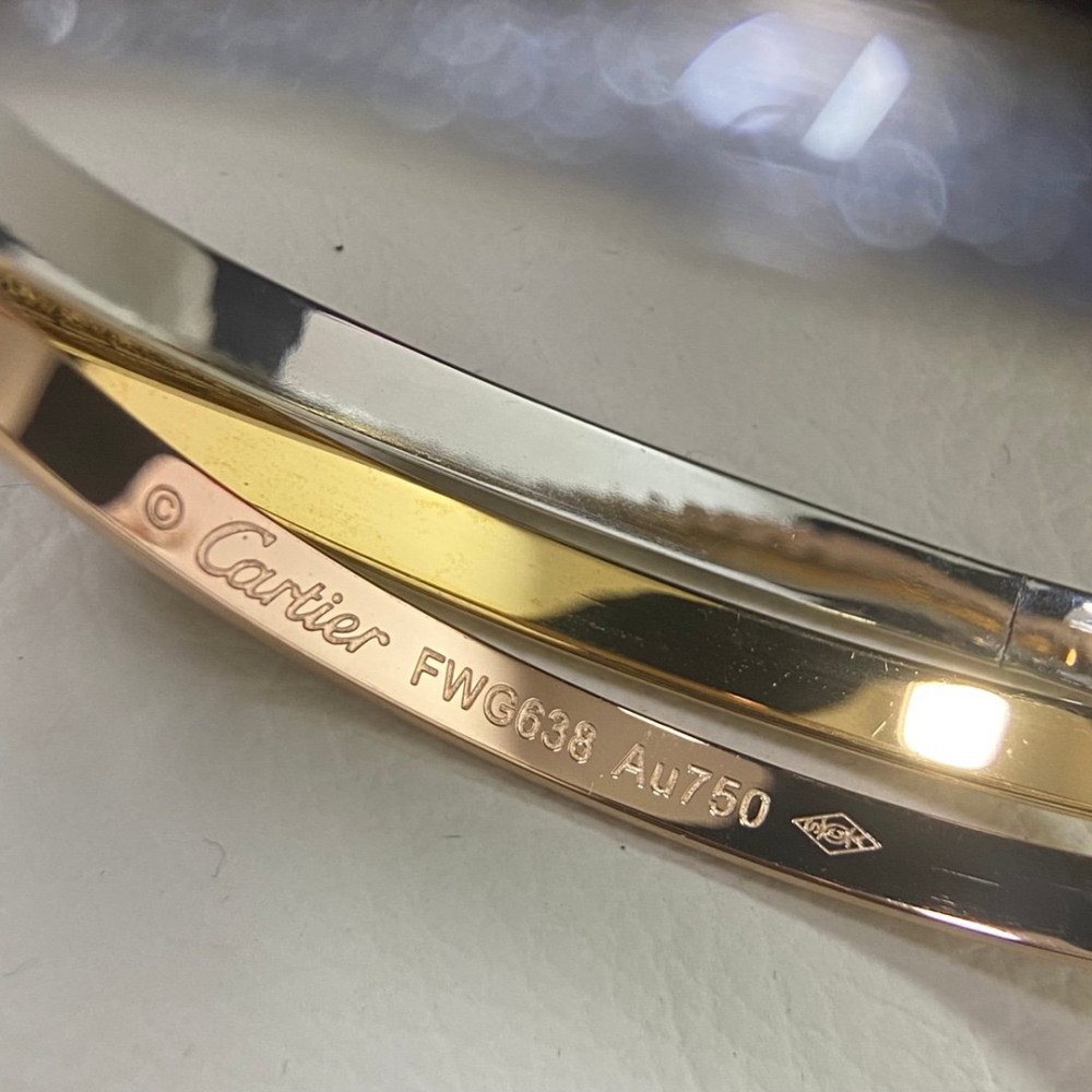 Cartier 3Circle Bangle With Full Diamonds On Silver, Regular Size