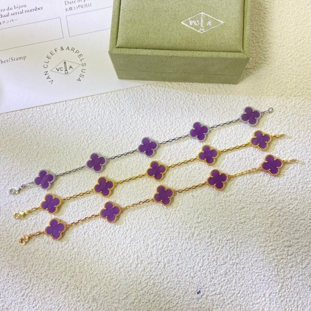 Clover With 5 Flowers-Deep Purple Chalcedony