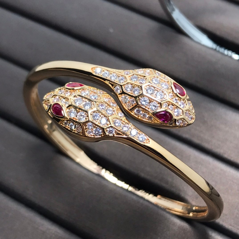 Bvlgari Bangle, Two Snake Head With Diamonds