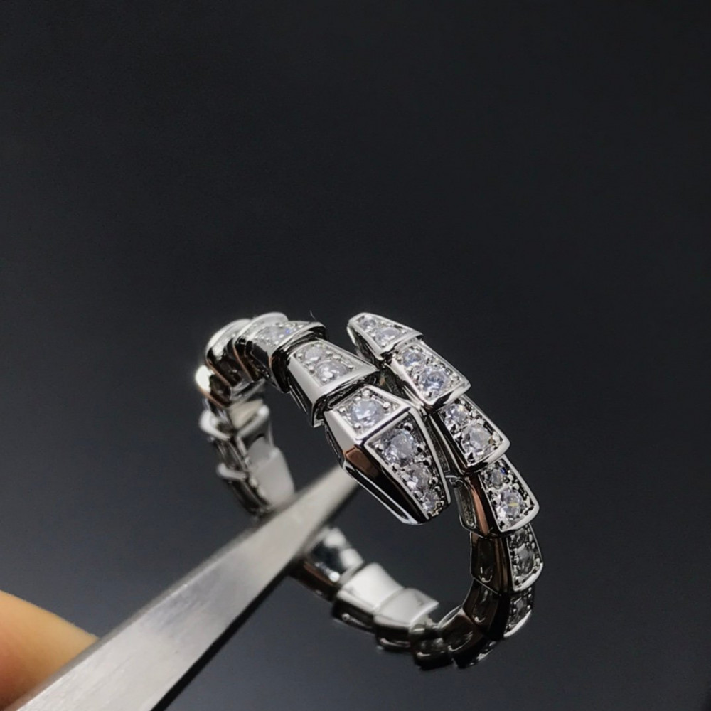 Snake Ring, Full Diamonds, Rose Gold, Silver,