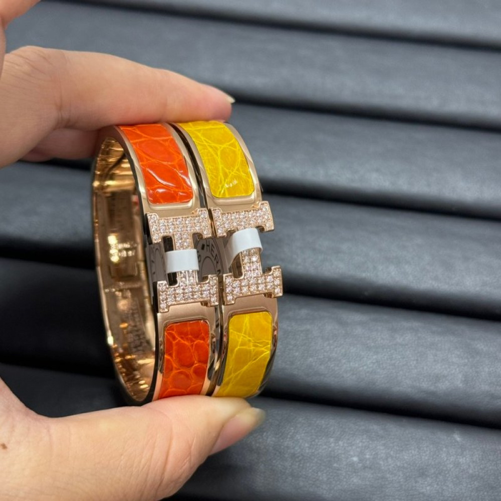 Hermes Bangle, H, Crocodile Hermes Bangle, H, Crocodile