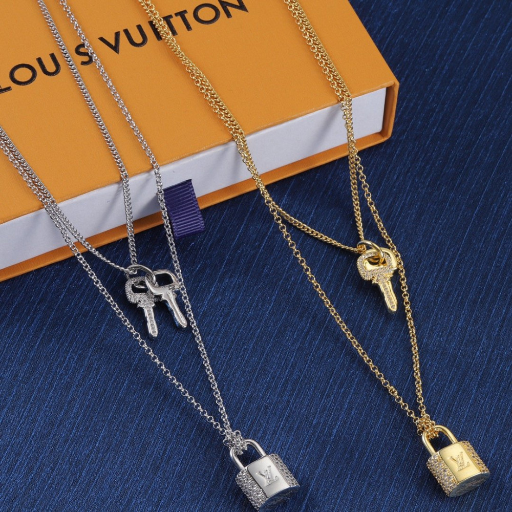 Lv Necklace, Lock And Key, Gold, Rose Gold, Silver