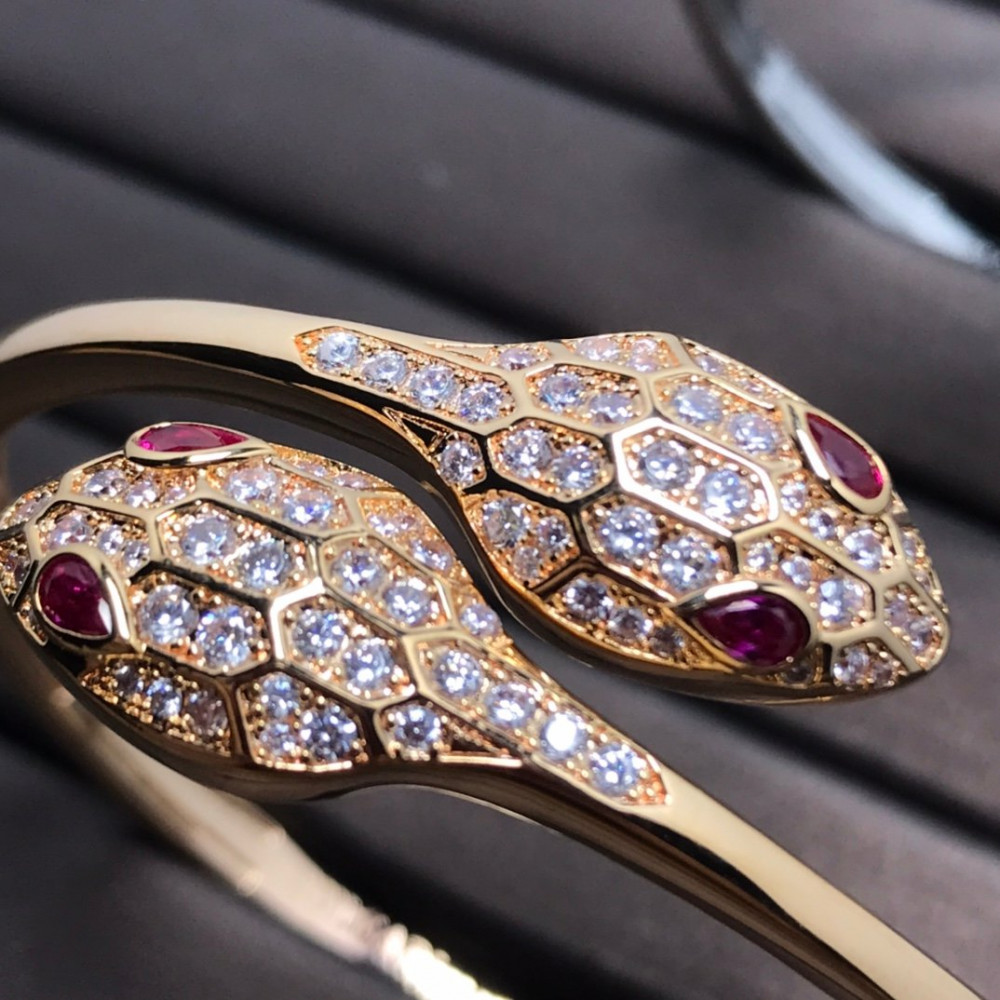Bvlgari Bangle, Two Snake Head With Diamonds