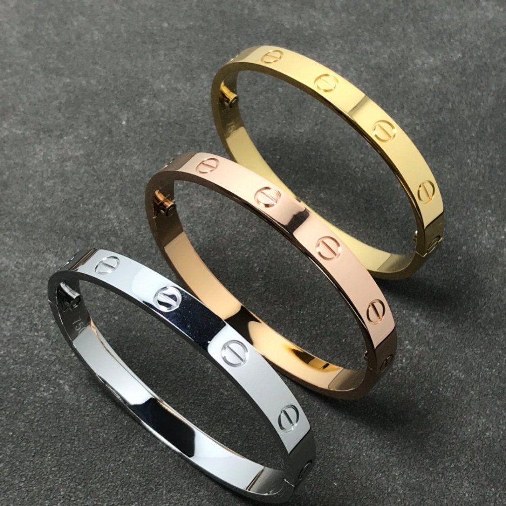 Love Bangle, Medium Size , Without Diamonds, Gold, Rose Gold, Silver