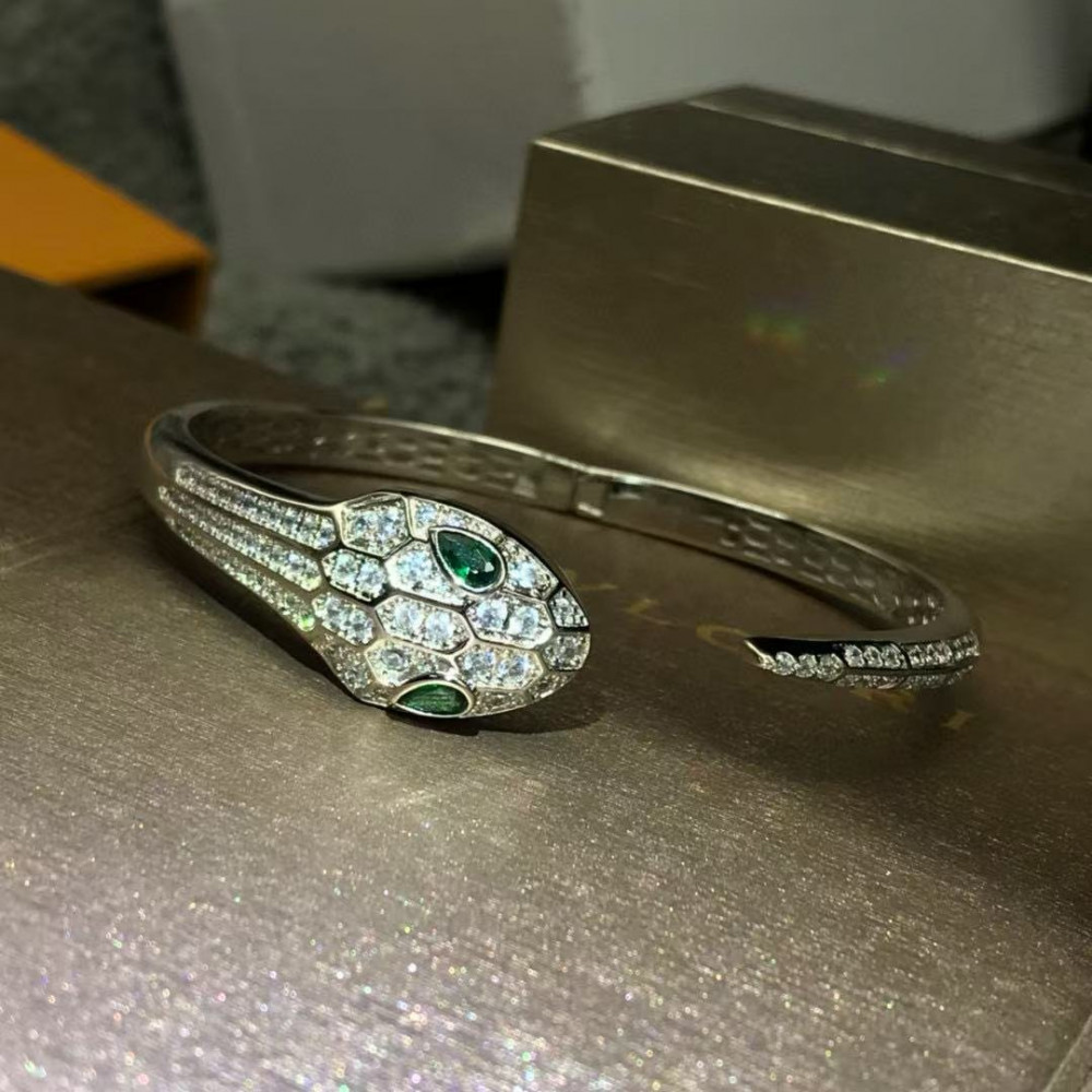 Bvlgari Snake Bangle, Green Eye,