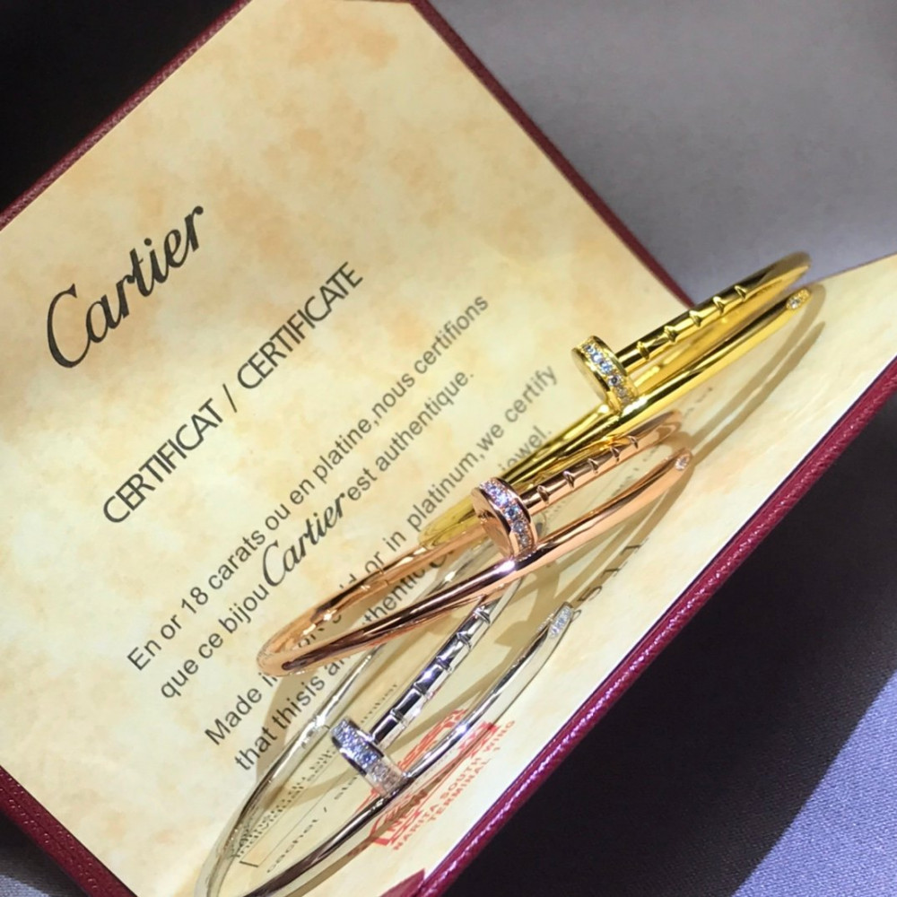 Cartier Nail Bangle, Thin Model, With Diamonds
