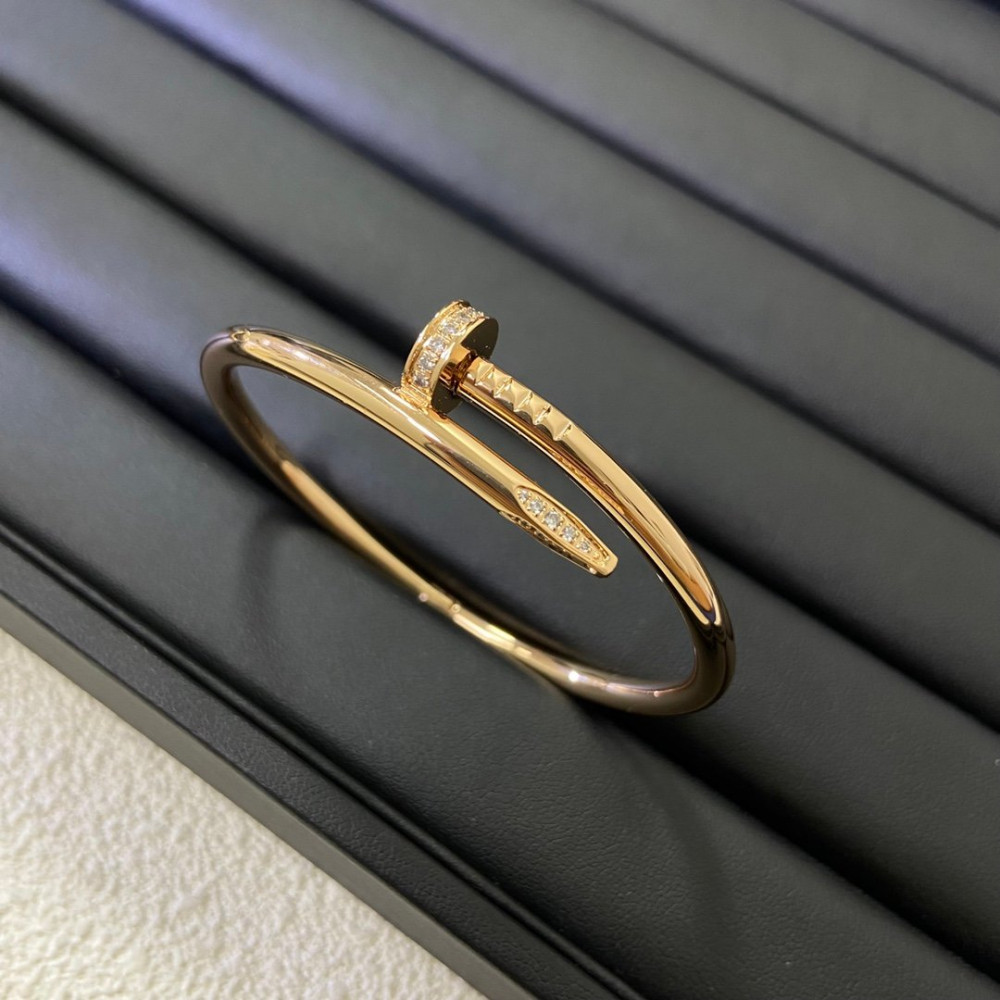 Cartier Nail Bangle With Diamond, Gold, Silver, Rose Gold