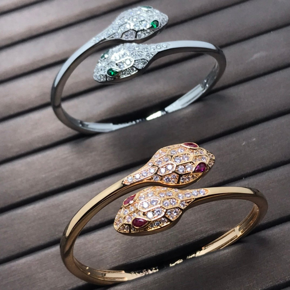 Bvlgari Bangle, Two Snake Head With Diamonds