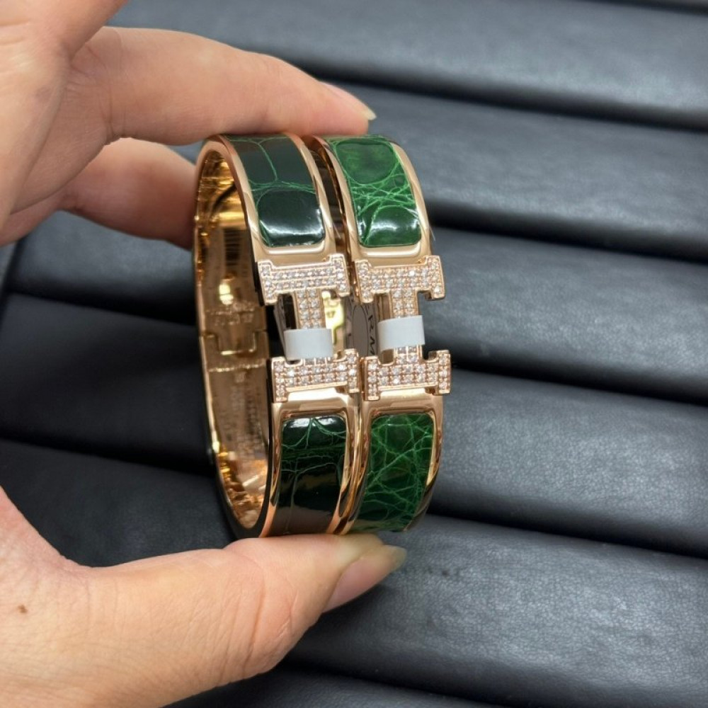 Hermes Bangle, H, Crocodile Hermes Bangle, H, Crocodile