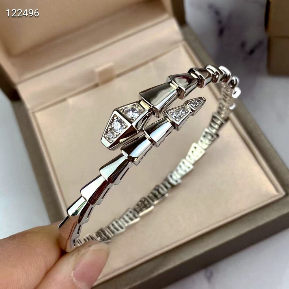 Bvlgari Snake Bangle With Head And Tail Diamonds