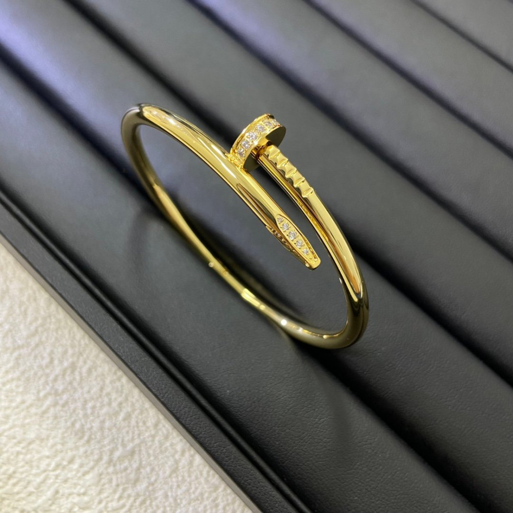 Cartier Nail Bangle With Diamond, Gold, Silver, Rose Gold