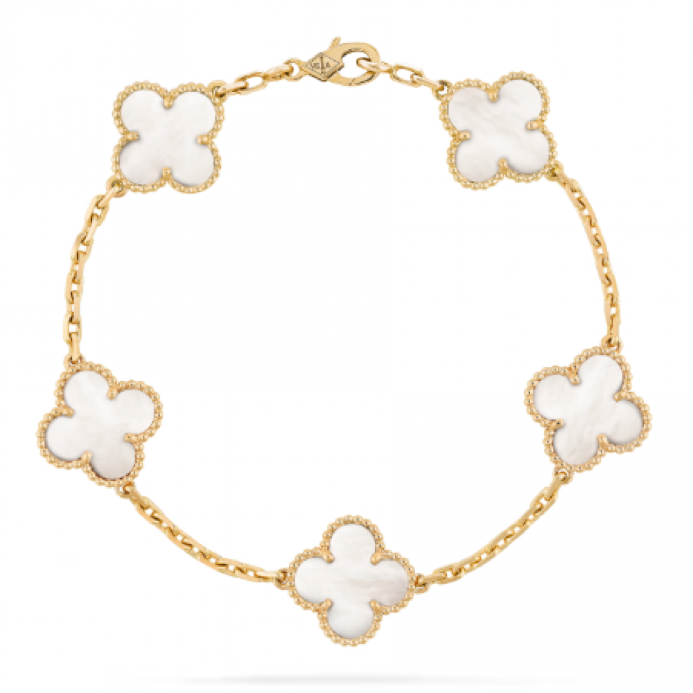 Clover With 5 Flowers-White Mother Of Pearl