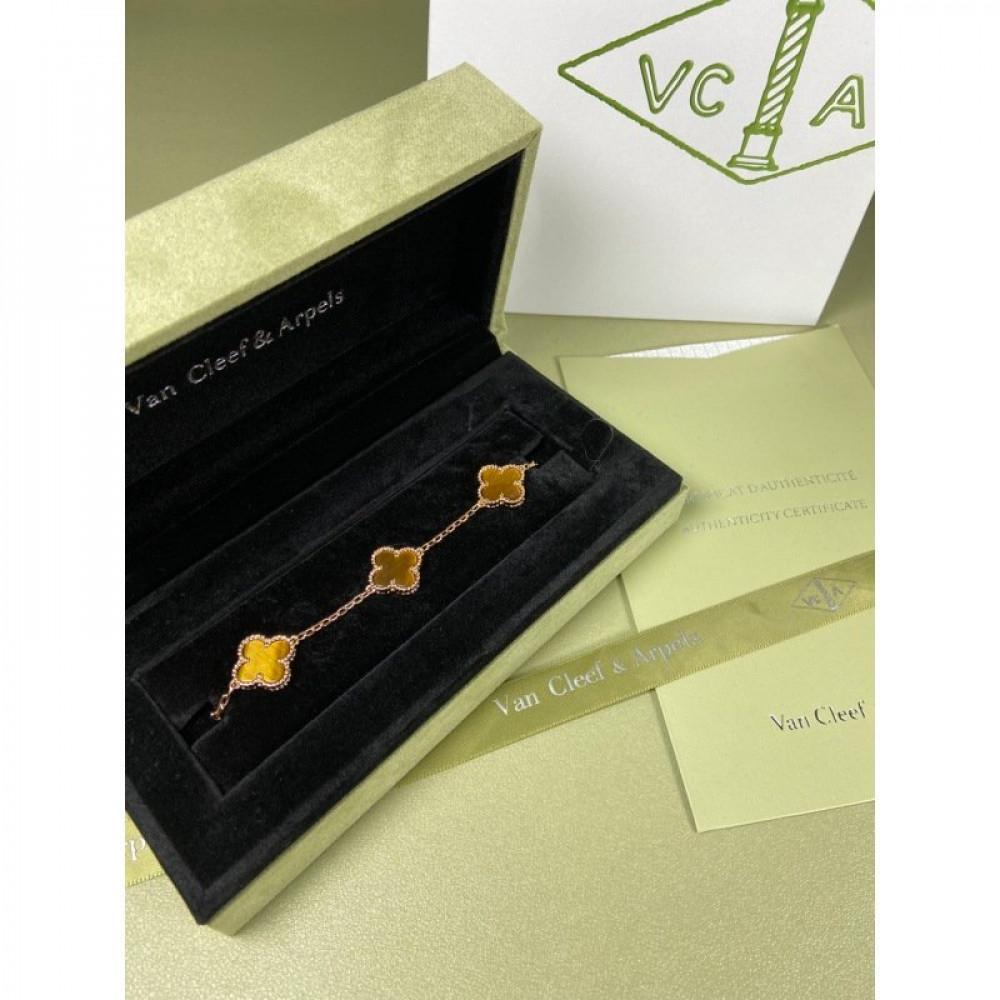 Clover With 5 Flowers-Tiger S-Eye Clover With 5 Flowers-Tiger S-Eye
